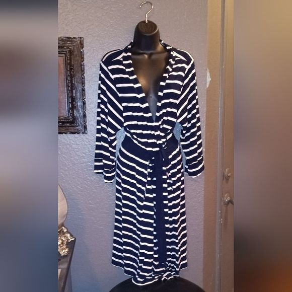 Baby Be Mine Other - Navy & Striped robe w/attached belt